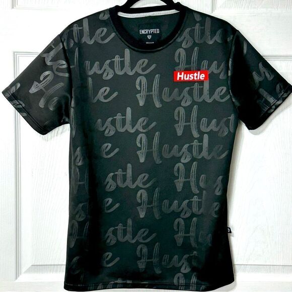 Encrypted Hustle Shirt Black Short Sleeve Medium - Picture 1 of 8
